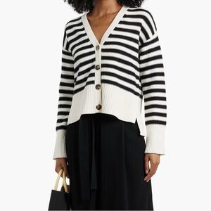 VERONICA BEARD Saylor black & white striped cotton cardigan | S
